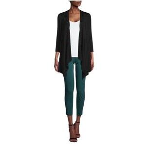 CYRUS Open Front Black 3/4 Sleeve Cardigan With Floral Back Size Medium